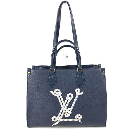 LOUIS VUITTON M24834 セーラーズ ノット ノーティカル オンザゴーMM 斜め掛け カバン BOX ボックス ショルダーバッグ レザー ユニセックス ネイビー