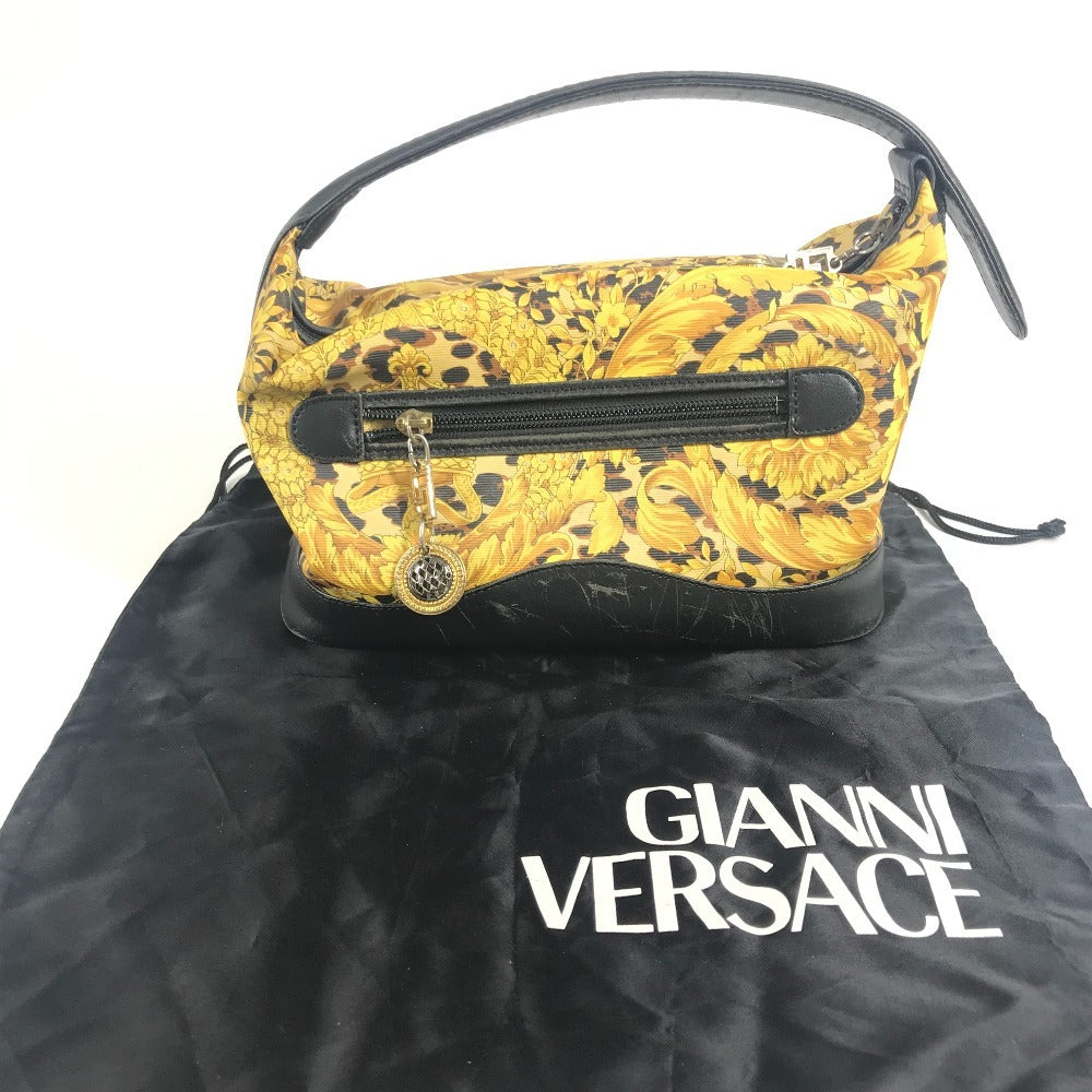 VERSACE ヴィンテージ レオパード 豹 ヒョウ バニティバッグ カバン ポーチ ハンドバッグ PVC/レザー ユニセックス イエロー