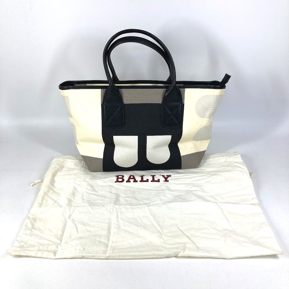 BALLY B Logo Busy B Bag Tote Bag Handbag Leather/Canvas Unisex Black