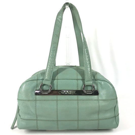 CHANEL Mini Boston Bag CC Coco Mark Logo Chocolate Bar Handbag Shoulder Bag Caviar Skin Unisex Blue