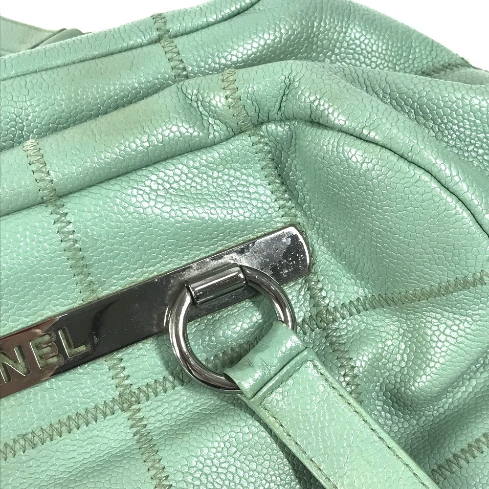 CHANEL Mini Boston Bag CC Coco Mark Logo Chocolate Bar Handbag Shoulder Bag Caviar Skin Unisex Blue