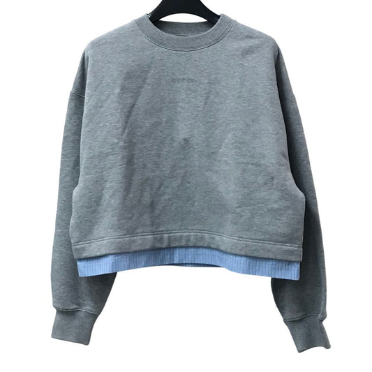 GUCCI 837933 Logo Long Sleeve Sweatshirt Top Apparel Trainer Cotton Women's Grey