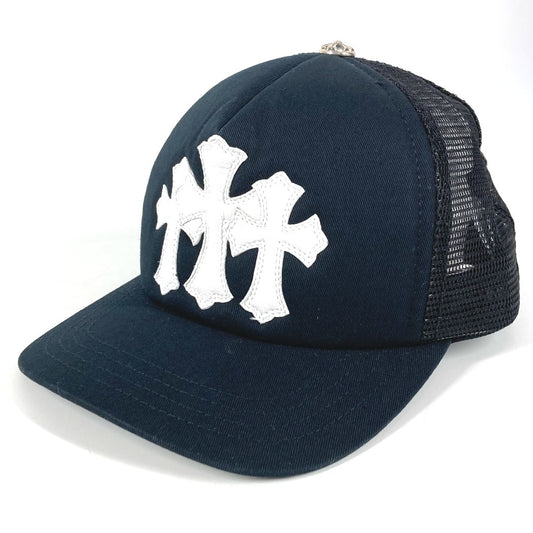 CHROME HEARTS TRUCKER CAP NEW 3 CEM CRS Triple Cross Three Cross Logo Trucker Hat Cap Baseball Mesh Cap Cotton Unisex Black