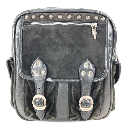CHROME HEARTS Gunslinger Logo Cross Backpack Bag Rucksack Leather/Suede Unisex Black