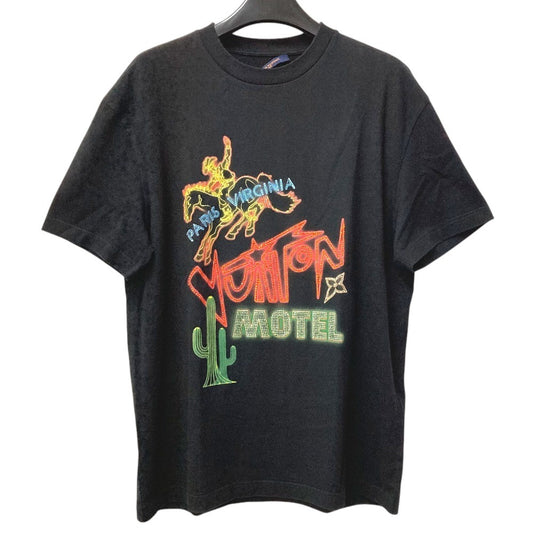 LOUIS VUITTON 2024年 ラインストーン ロゴ MOTEL アパレル トップス 半袖 Tシャツ 半袖Tシャツ コットン メンズ ブラック
