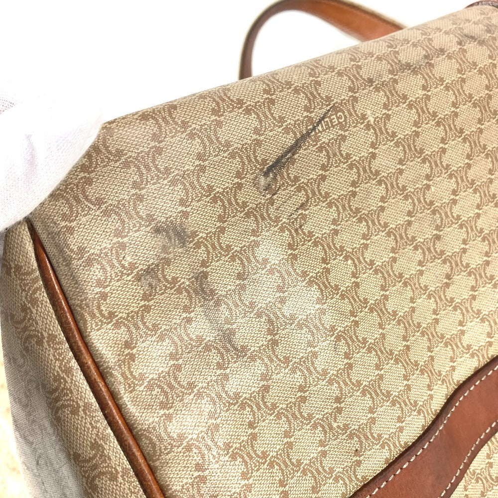 CELINE ヴィンテージ マカダム ロゴ カバン 旅行バッグ トラベルバッグ ハンドバッグ ボストンバッグ PVC/レザー ユニセックス ベージュ