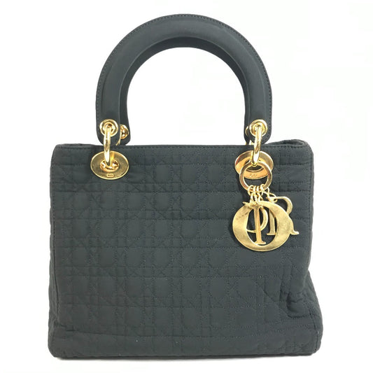 Dior Cannage Lady CHRISTIAN DIOR lady dior Handbag, bag, tote bag Hand Bag Nylon Black Used