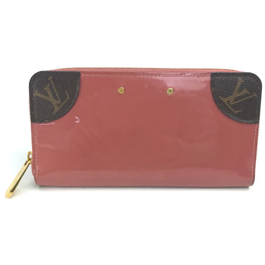 LOUIS VUITTON M62318 モノグラム ジッピーヴェニス 長財布 パテントレザー レディース ヴィユーローズ ピンクベージュ系