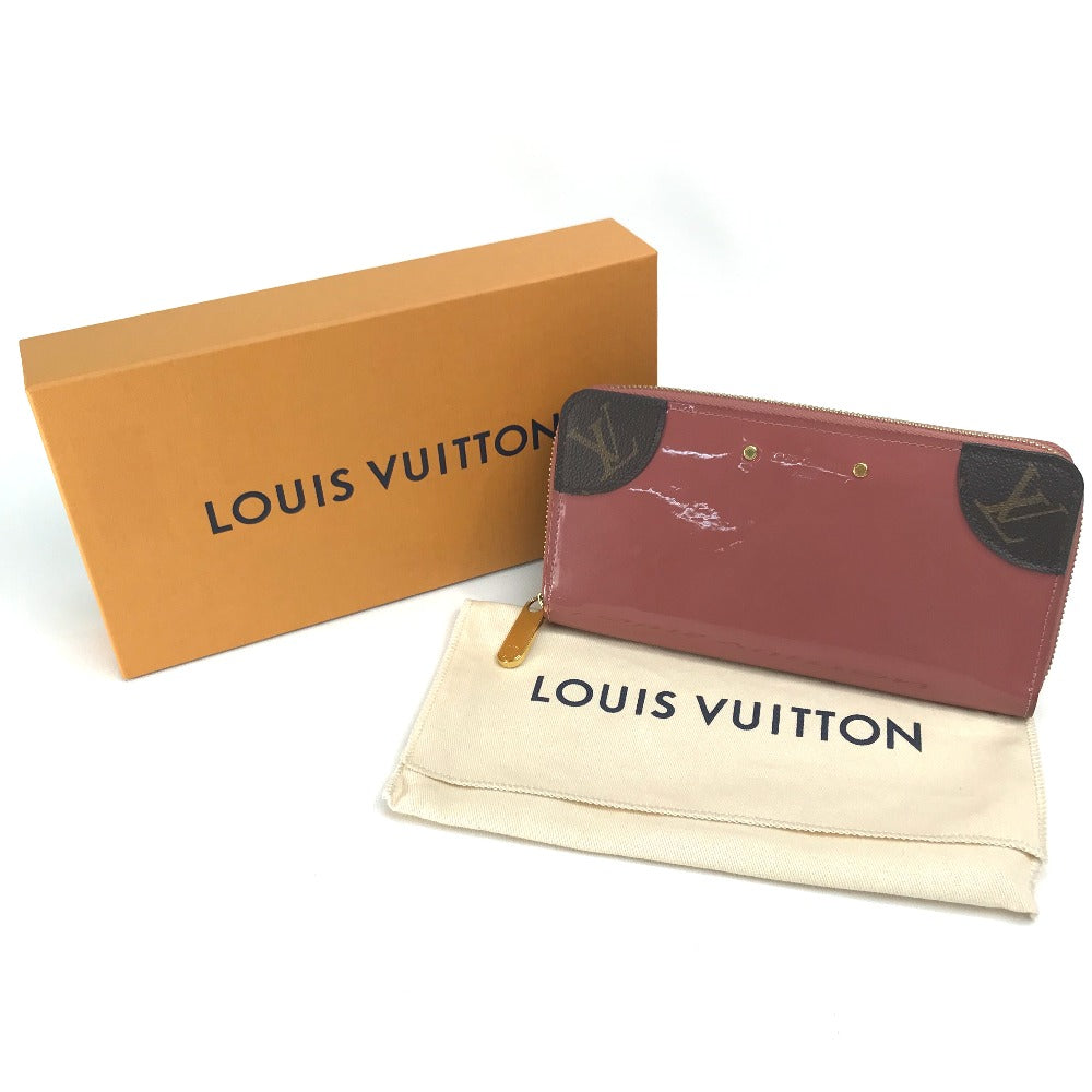 LOUIS VUITTON M62318 モノグラム ジッピーヴェニス 長財布 パテントレザー レディース ヴィユーローズ ピンクベージュ系