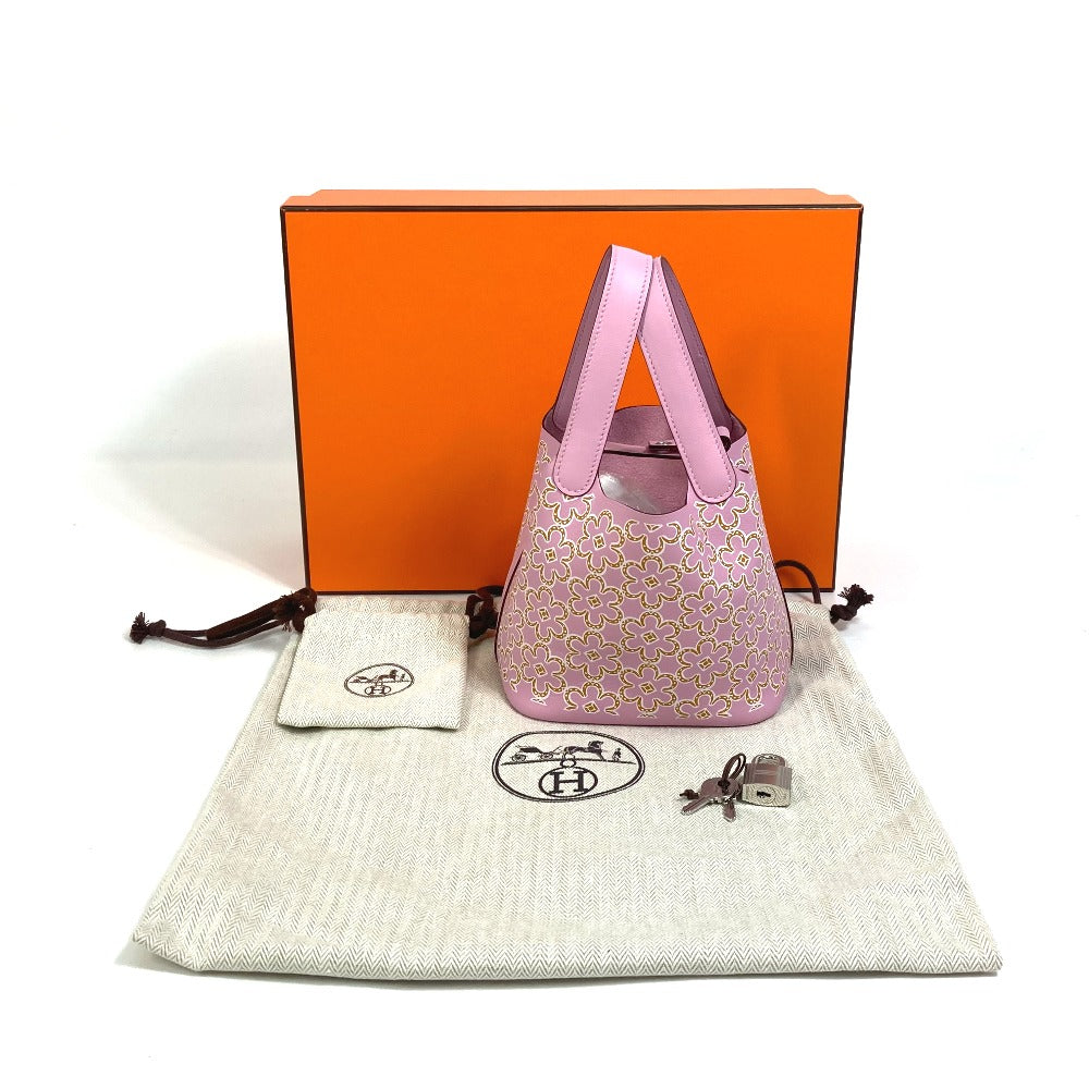 HERMES ピコタンロック ミクロ マイクロ 14 ラッキーデイジー ハンドバッグ スイフト レディース モーヴシルベストル ピンク