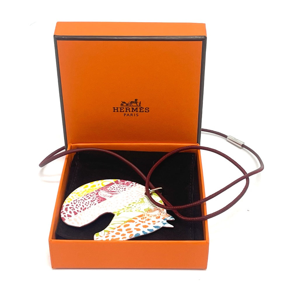 HERMES Tattersall Tatouage GM Jungle Love Rainbow Enamel Necklace in Rouge Grenat Multicolor