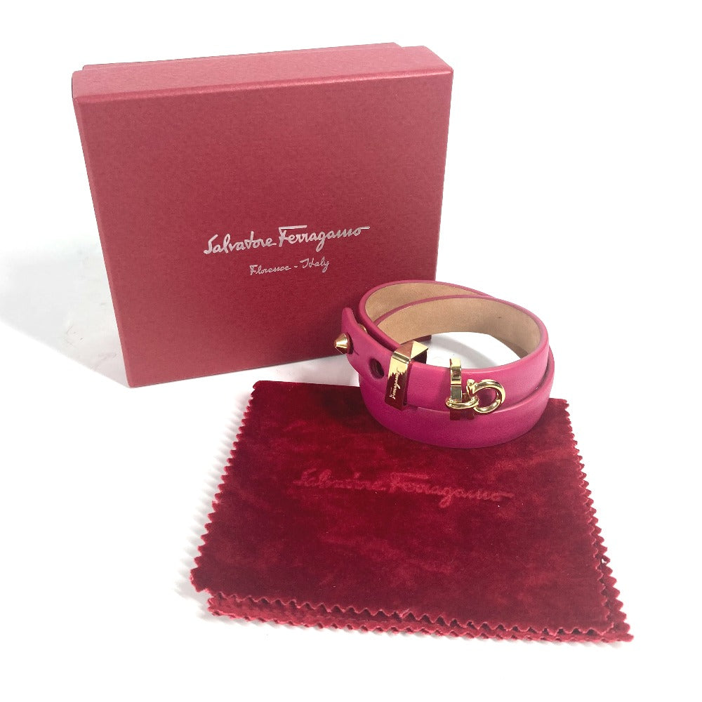 Salvatore Ferragamo 2重 ガンチーニ アクセサリー ブレスレット レザー レディース ピンク - brandshop-reference