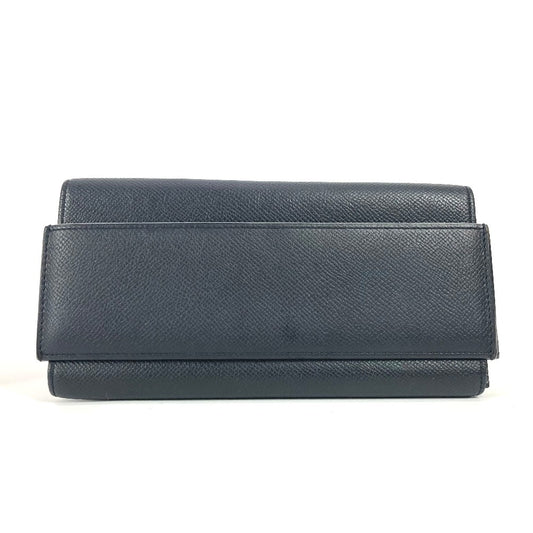 HERMES Passant Long Flap Wallet, Epson, Unisex, Black