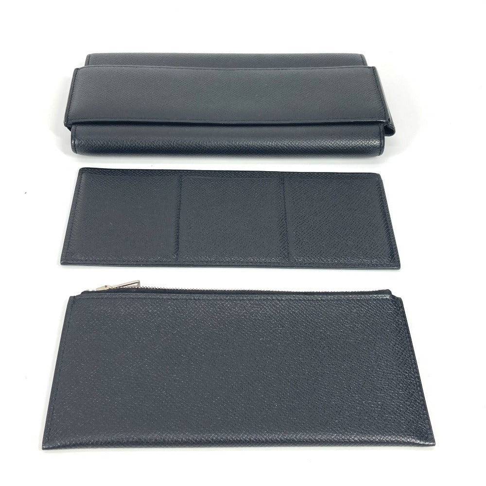 HERMES Passant Long Flap Wallet, Epson, Unisex, Black