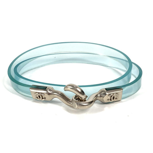 CHANEL 00C Logo CC Coco Mark Accessory Thin Belt for Trousers, Vinyl, Women's, Blue