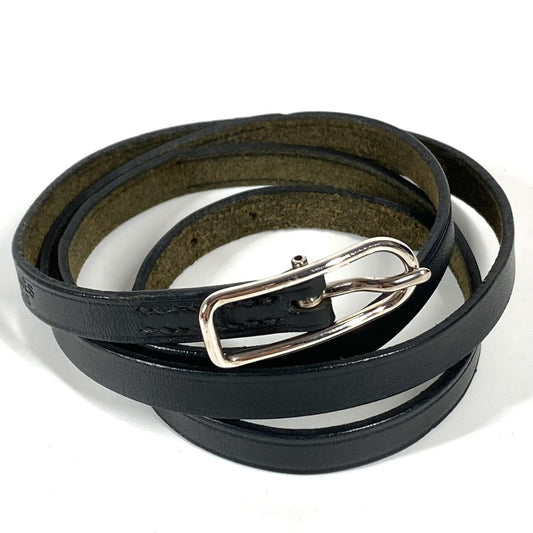 HERMES API 4-Row Long Logo Bracelet in Black Leather, Unisex