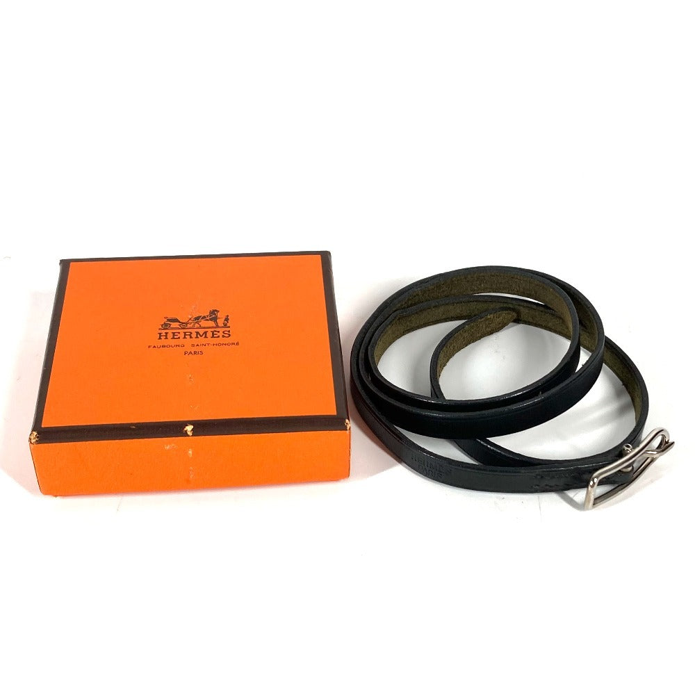 HERMES API 4-Row Long Logo Bracelet in Black Leather, Unisex