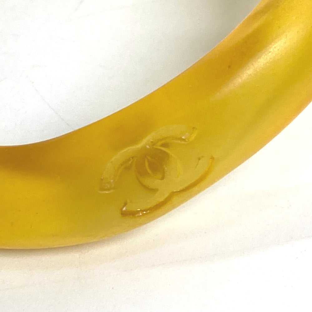 CHANEL 96C CC Logo Coco Mark Accessory Bracelet Bangle Resin Women's Yellow