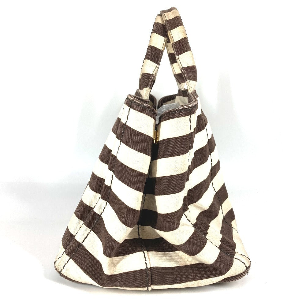 PRADA Kanapa Logo Border Bag Tote Bag Handbag Canvas Women's Brown