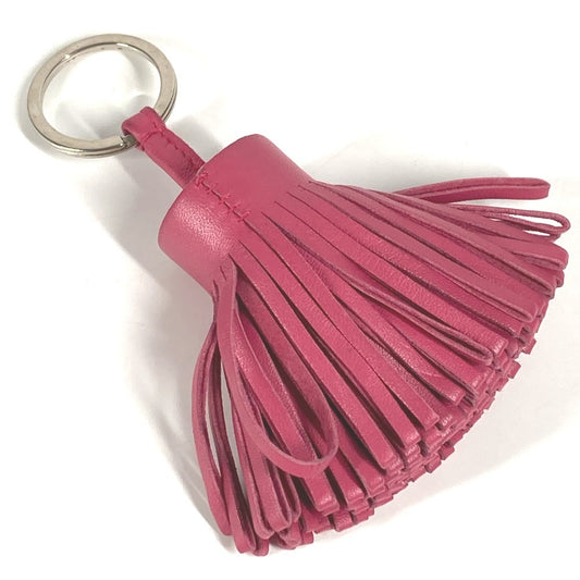 HERMES Fringe Tassel Carmen Bag Charm Keychain Leather Unisex Pink