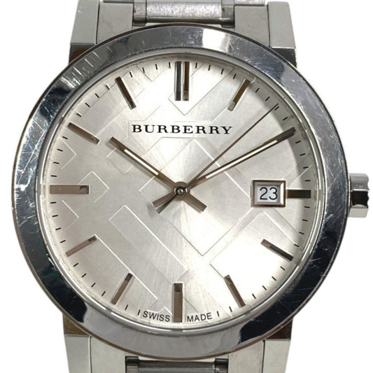 BURBERRY BU9000 City Logo Watch, Men's Stainless Steel Watch, Silver