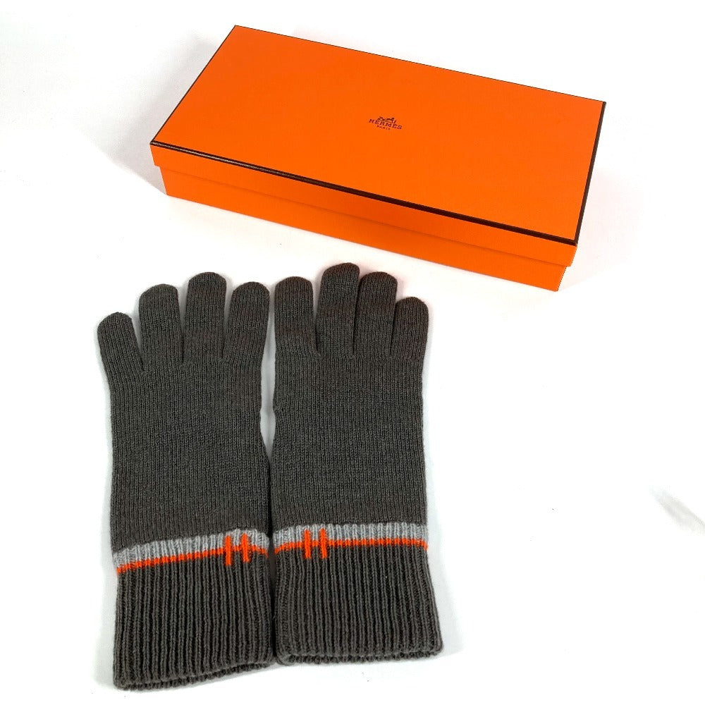 HERMES Hロゴ 手袋 《ジェイコブ》 アクセサリー グローブ 手袋 カシミヤ メンズ トゥルブ グレー