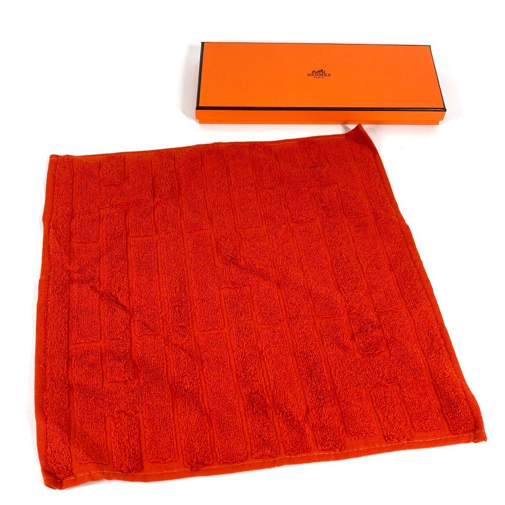HERMES ラビリンス ハンドタオル ハンカチ タオル コットン レディース オレンジ