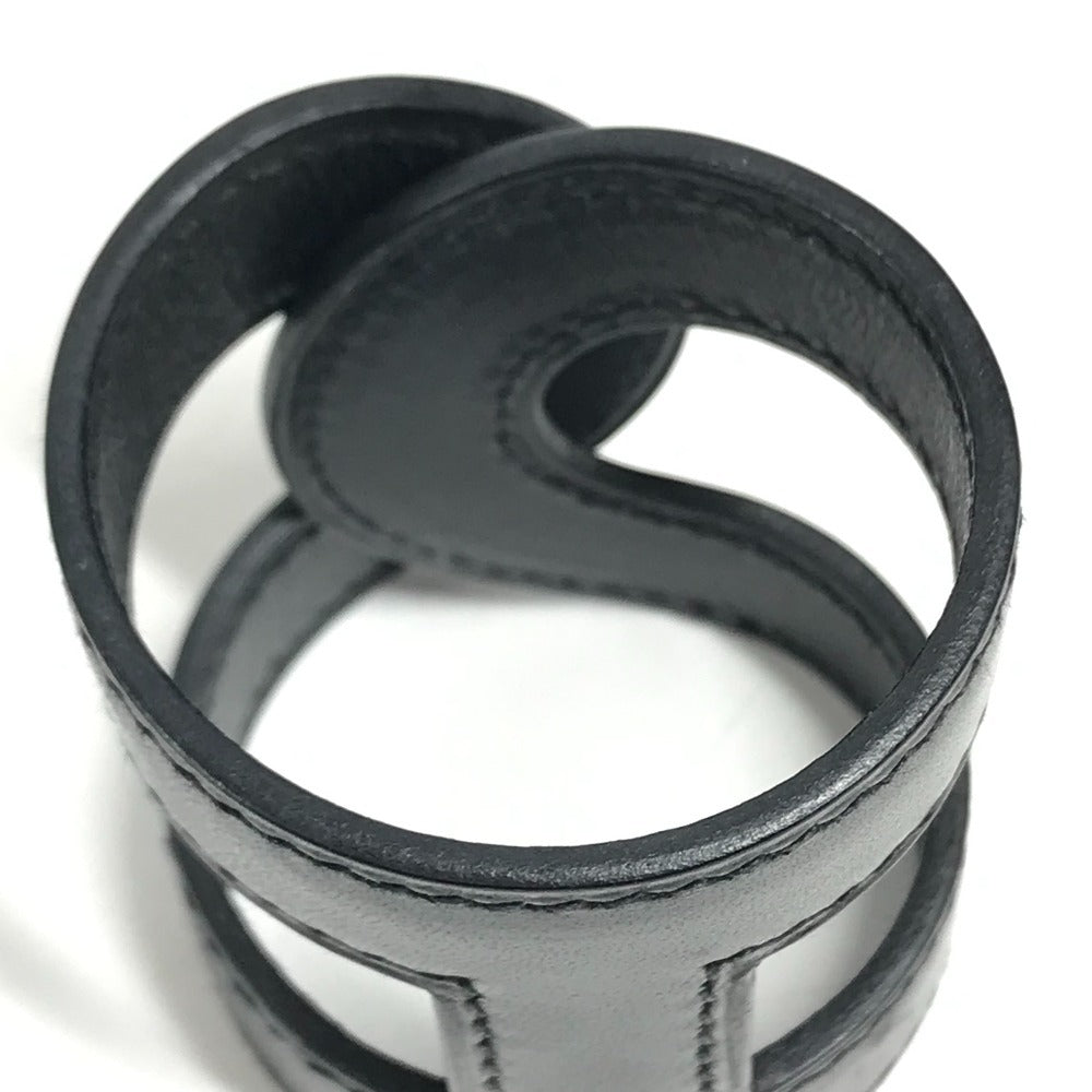 HERMES Ano Leather Bangle Bangle accessory Leather bangle Bracelet Leather Black Used