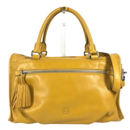 LOEWE Anagram Logo Tassel Fringe Seville 2WAY Bag Shoulder Bag Tote Bag Hand Bag Nappa leather yellow Used
