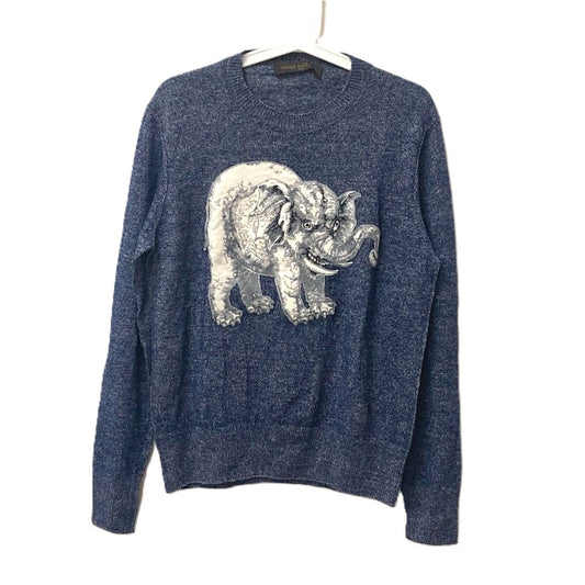 LOUIS VUITTON Apparel Chapman Brothers Men's Navy Linen Knit Long Sleeve Sweater
