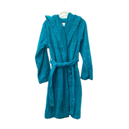 BOTTEGA VENETA 656097 Hooded Intrecciato Pattern Cotton Terry Bathrobe, Pile, Long Sleeve, Loungewear, Long Gown, Loungewear, Tops, Cotton, Men's, Blue