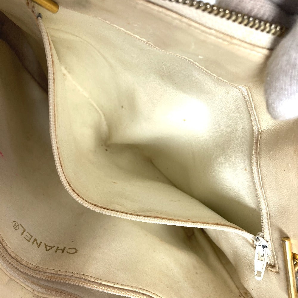 CHANEL ヴィンテージ マトラッセ キルティング ロゴ ロゴ Wチェーンバッグ 肩掛け ショルダーバッグ レザー レディース ホワイト - brandshop-reference