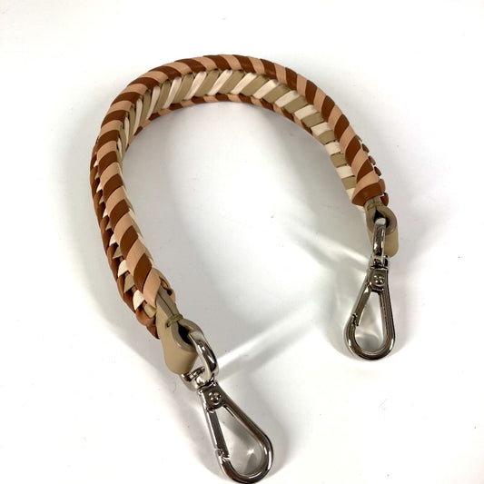 FENDI ストラップユー ストライプ バイカラー バッグアクセサリー ショルダーストラップ レザー ユニセックス ベージュ - brandshop-reference