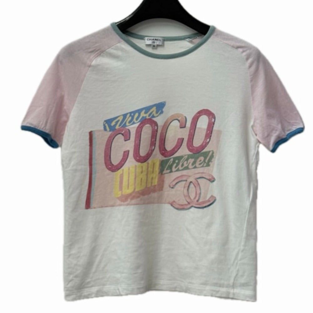 CHANEL P55821 COCO CUBA Apparel Tops Logo Short Sleeve T-shirt