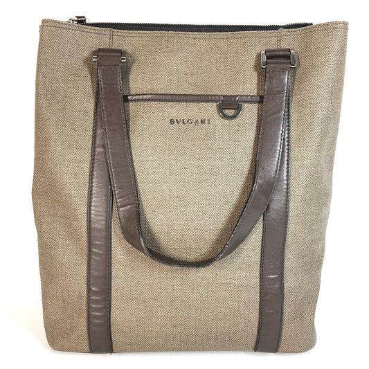 BVLGARI Weekend Logo Tote Bag, Vertical Shoulder Bag, PVC/Leather, Unisex, Gray