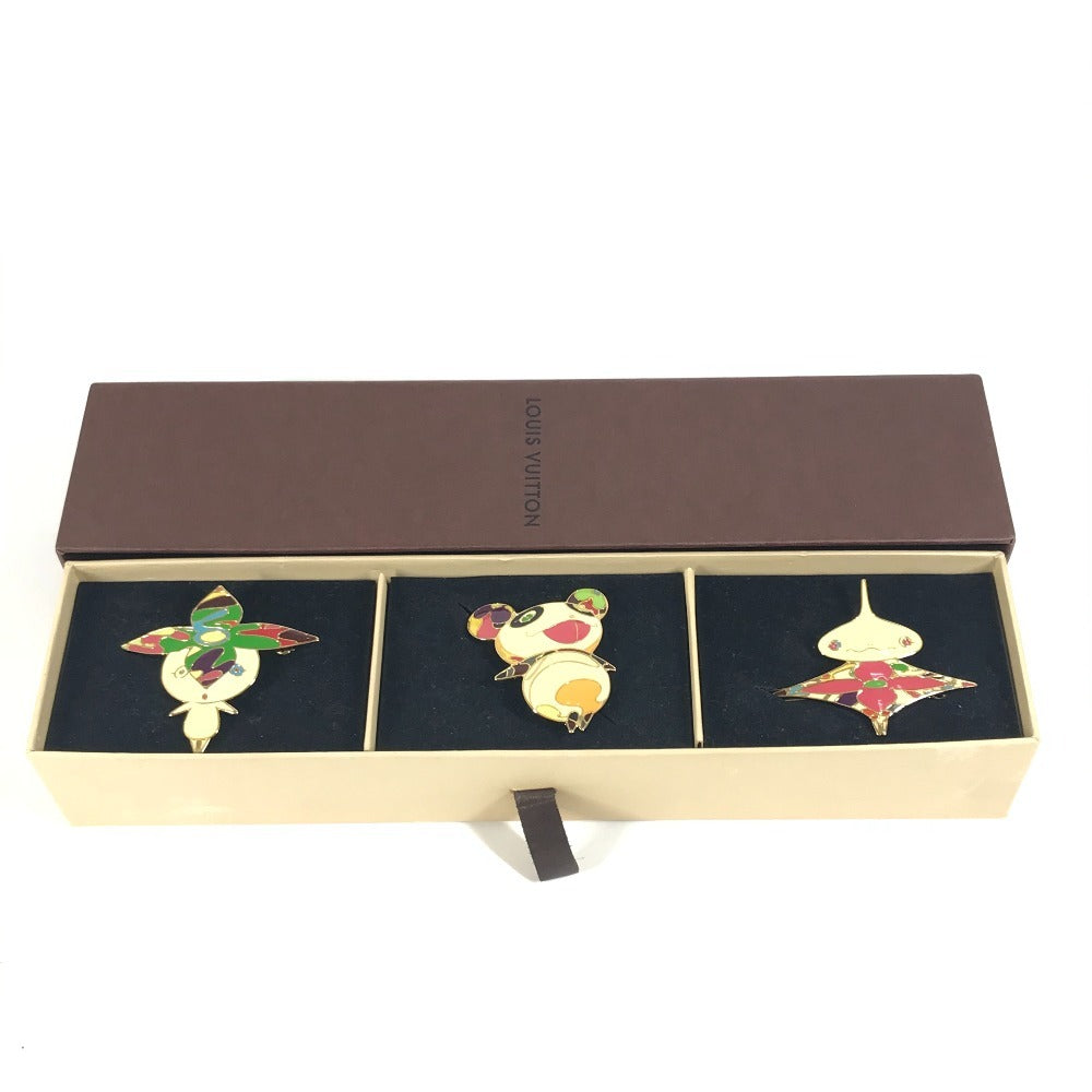 LOUIS VUITTON M92595 Takashi Murakami Panda Onion Head Flower Hat Man Hairpin 3-Piece Set, Metal Barrette, Unisex, Multicolor