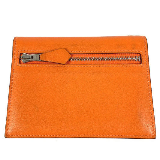HERMES Zip Zap Compact Bifold Wallet Swift Unisex Orange