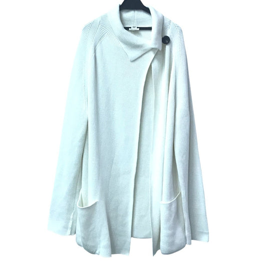 HERMES Women's White Knit Cardigan, Long Sleeve Button-Down Cotton Outerwear