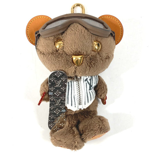 LOUIS VUITTON M03441 Monogram Bear Stuffed Animal Bag Charm LV Louis Snow Bag Charm Strap Keychain Faux Fur Unisex Brown