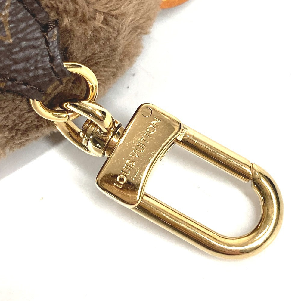 LOUIS VUITTON M03441 Monogram Bear Stuffed Animal Bag Charm LV Louis Snow Bag Charm Strap Keychain Faux Fur Unisex Brown