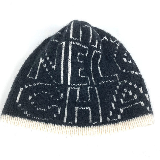 CHANEL Bicolor Logo (Full Logo) beanie hat knit hat knit cap Knit hat Wool / Cashmere / silk Black/White Used