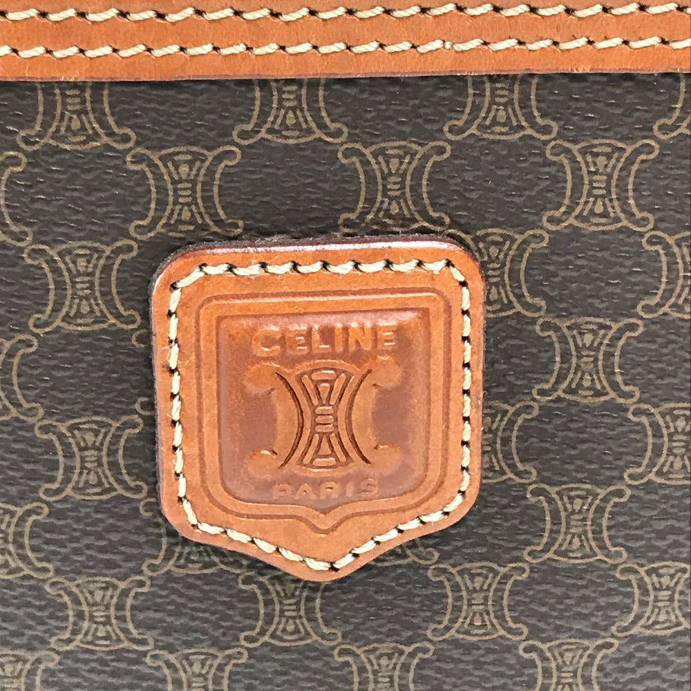 CELINE Macadam Makeup Pouch, Cosmetic Bag, Handbag, Vanity Bag, Leather/PVC, Women's, Brown
