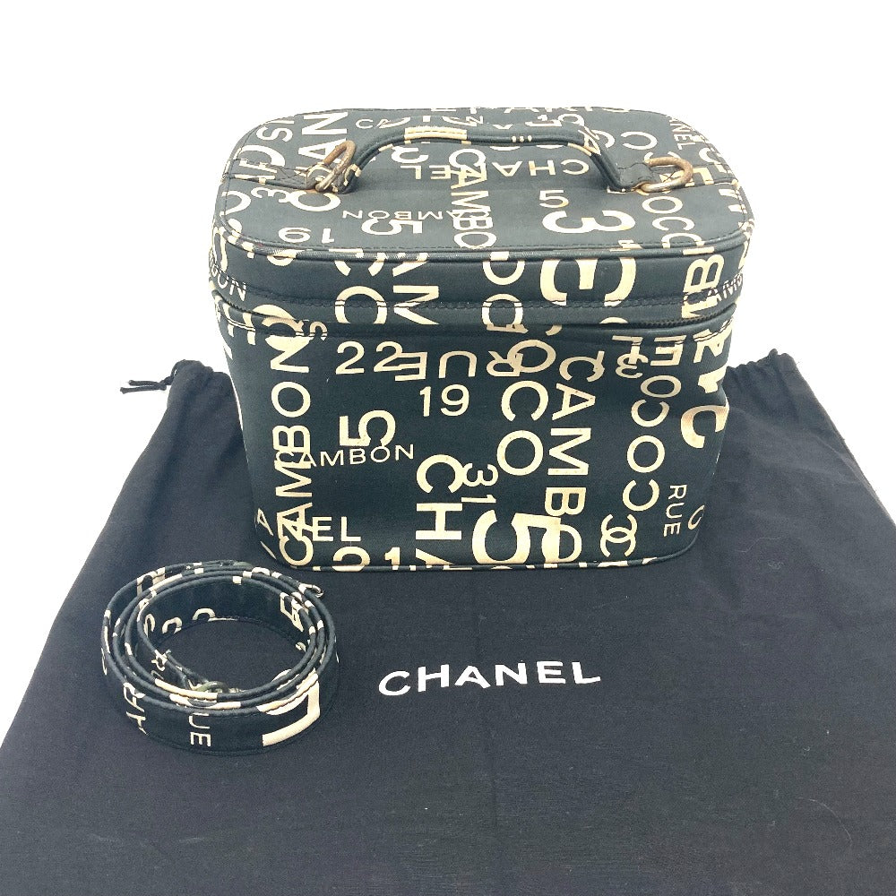 CHANEL バイシーライン ロゴ バニティバッグ バッグ カバン コスメバッグ 2WAY ショルダーバッグ ハンドバッグ コットンキャンバス レディース ブラック