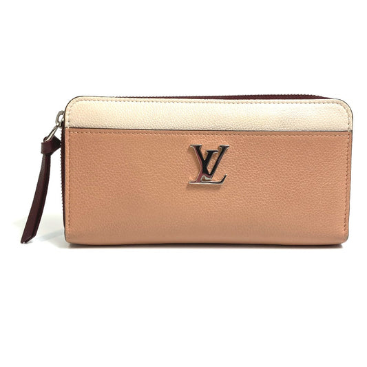 LOUIS VUITTON M67540 Zippy Lockme Long Wallet, Leather, Women's, Rose Soir Quartz, Orange Beige