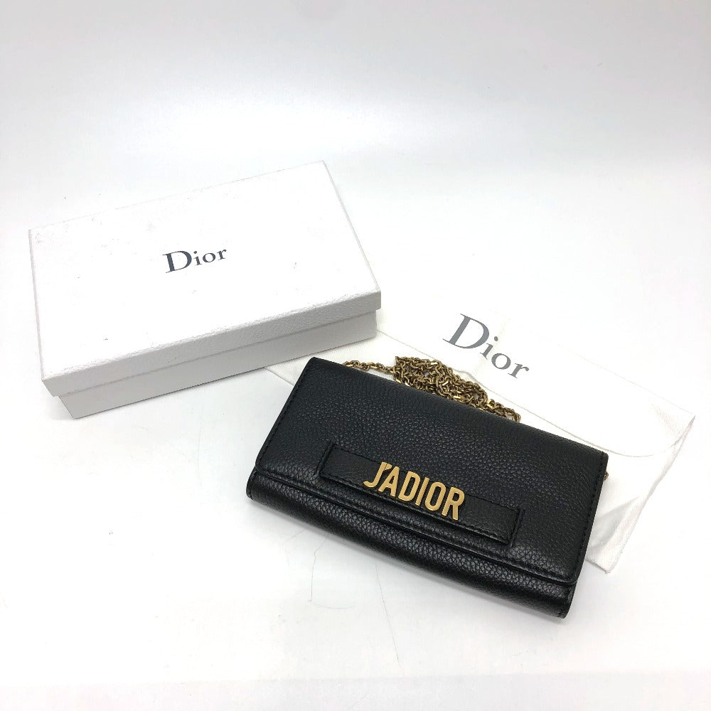 Dior ロゴ/斜め掛け JADIOR カバン チェーンウォレット ショルダーバッグ レザー レディース ブラック