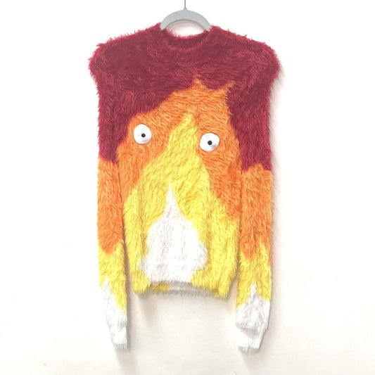 LOEWE SB44Y14K08 スタジオジブリコラボ ハウルの動く城 カルシファー インターシャ ファー長袖 トップス アパレル セーター ポリアミド メンズ レッド - brandshop-reference