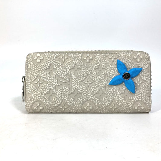 LOUIS VUITTON M81573 Monogram Zippy Wallet Vertical Round Zipper Long Wallet in Taurillon Leather, Men's Gray
