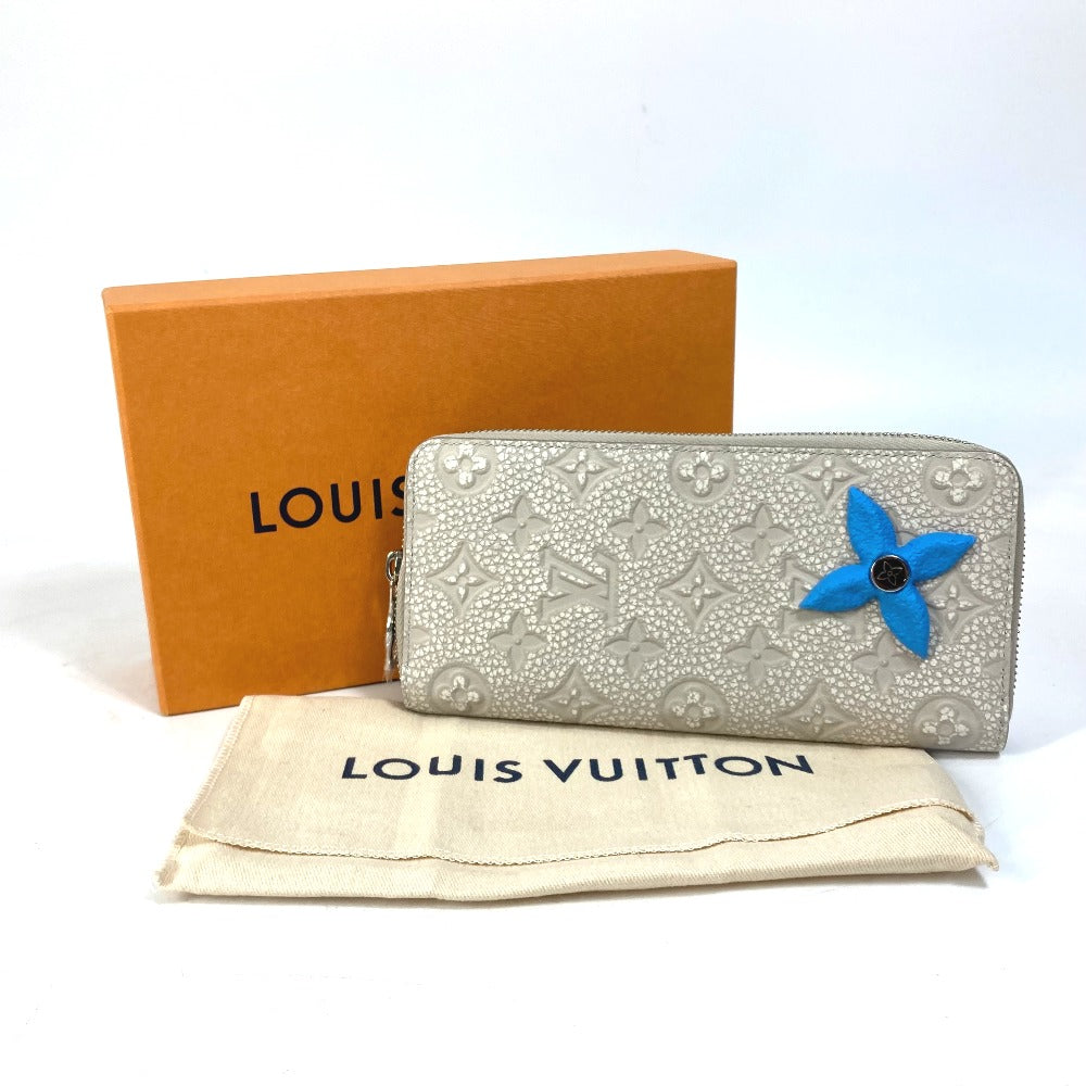 LOUIS VUITTON M81573 Monogram Zippy Wallet Vertical Round Zipper Long Wallet Taurillon Leather Men's Gray