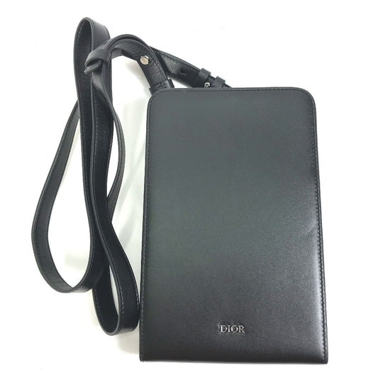 Christian Dior Pochette Bag Crossbody Phone Case Ultra Messenger Shoulder Bag Leather Men's Black