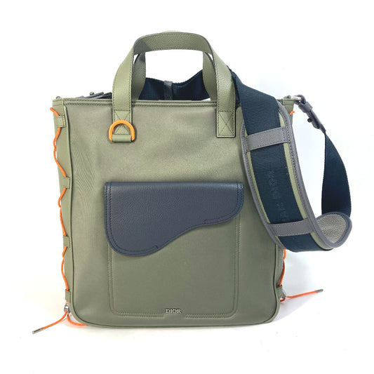 Dior 1ADSH198USF sacai サカイ コラボ サドルバッグ 2WAY ショルダーバッグ カバン 肩掛け トートバッグ ナイロン メンズ カーキ - brandshop-reference